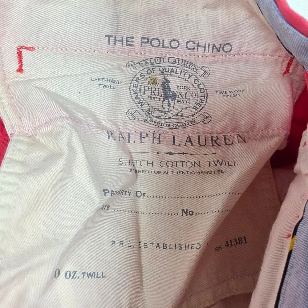 Polo Ralph Lauren Mens Classic Fit 9 Inch Chino Shorts Red Stretch Twill Size 42